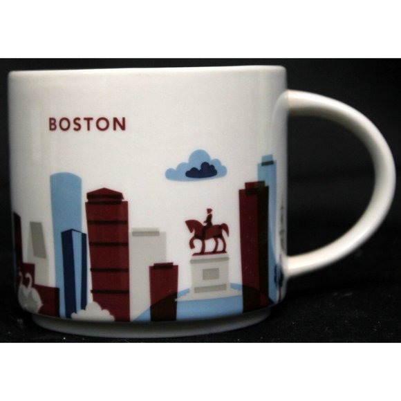 Starbucks You Are Here Collection Boston Coffee Mug 3.5" x 3.5" White Blue Red - Picture 1 of 10